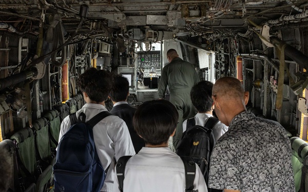Okinawa Catholic High School students tour MCAS Futenma.