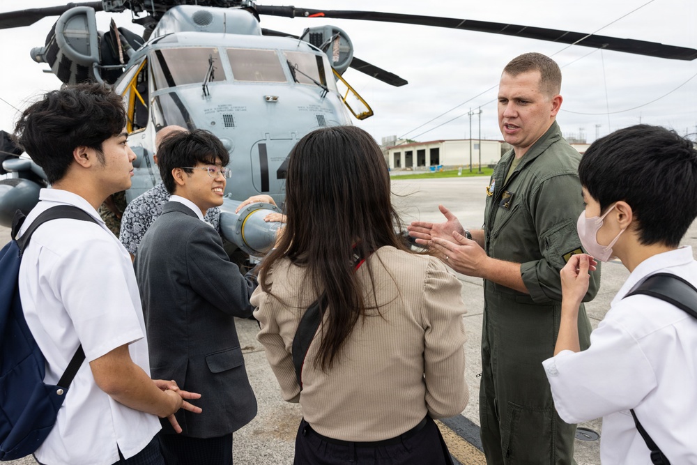 Okinawa Catholic High School students tour MCAS Futenma.