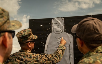 U.S. Marines conduct an M18 pistol range in Romania during Sea Breeze 26