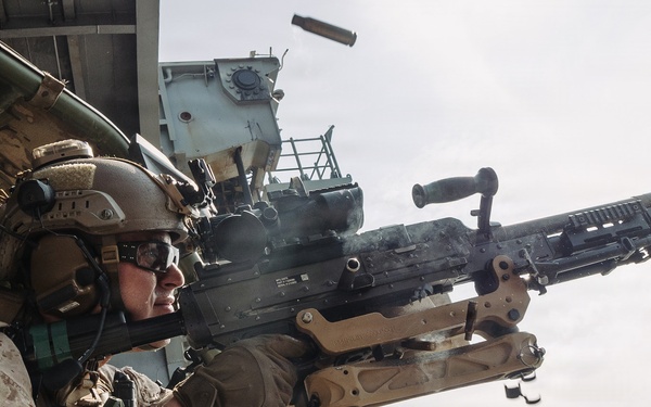 11th MEU Marines Conduct A Machine Gun Range Aboard USS Boxer