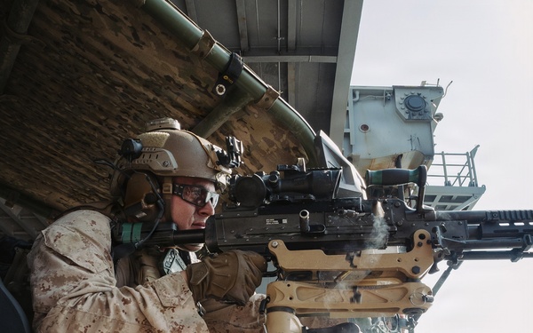 11th MEU Marines Conduct A Machine Gun Range Aboard USS Boxer
