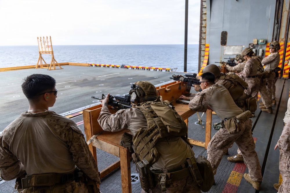 11th MEU Marines, Sailors Conduct Counter-Drone Marksmanship Training Aboard USS Boxer