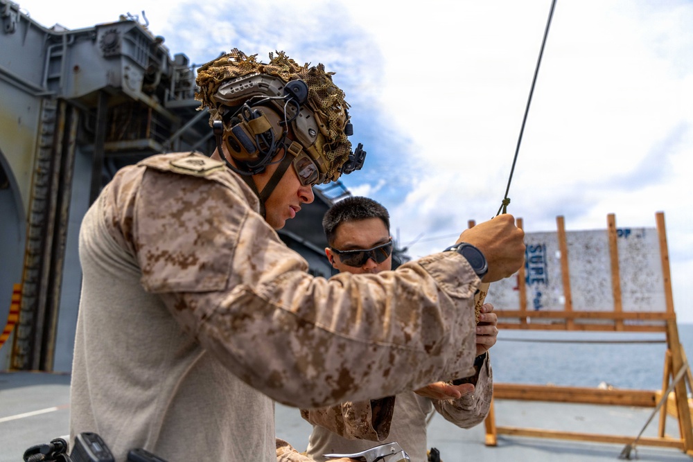 11th MEU Marines, Sailors Conduct Counter-Drone Marksmanship Training Aboard USS Boxer