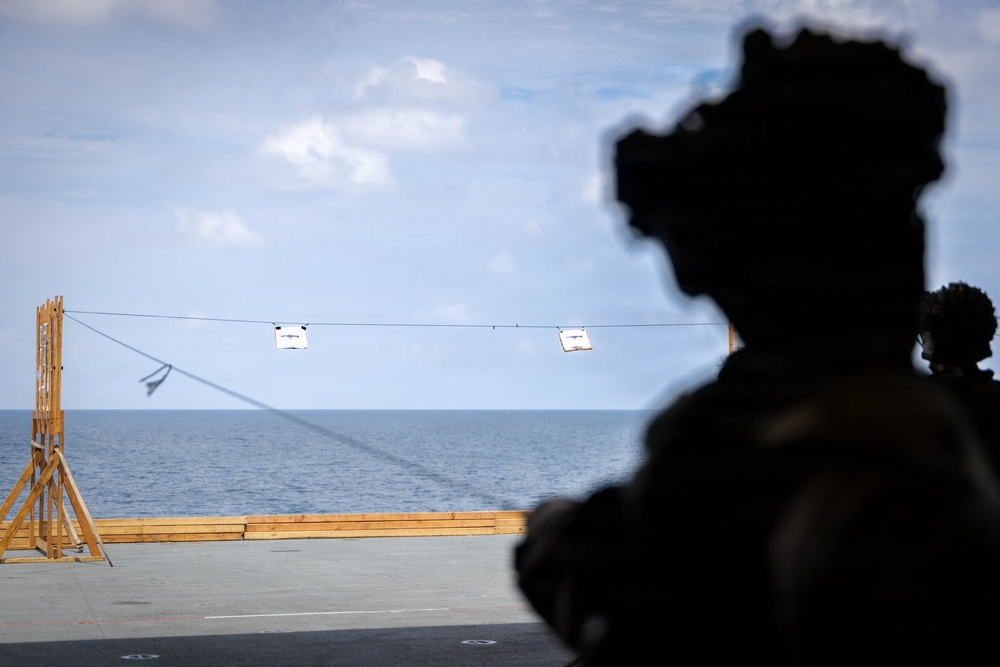 11th MEU Marines, Sailors Conduct Counter-Drone Marksmanship Training Aboard USS Boxer