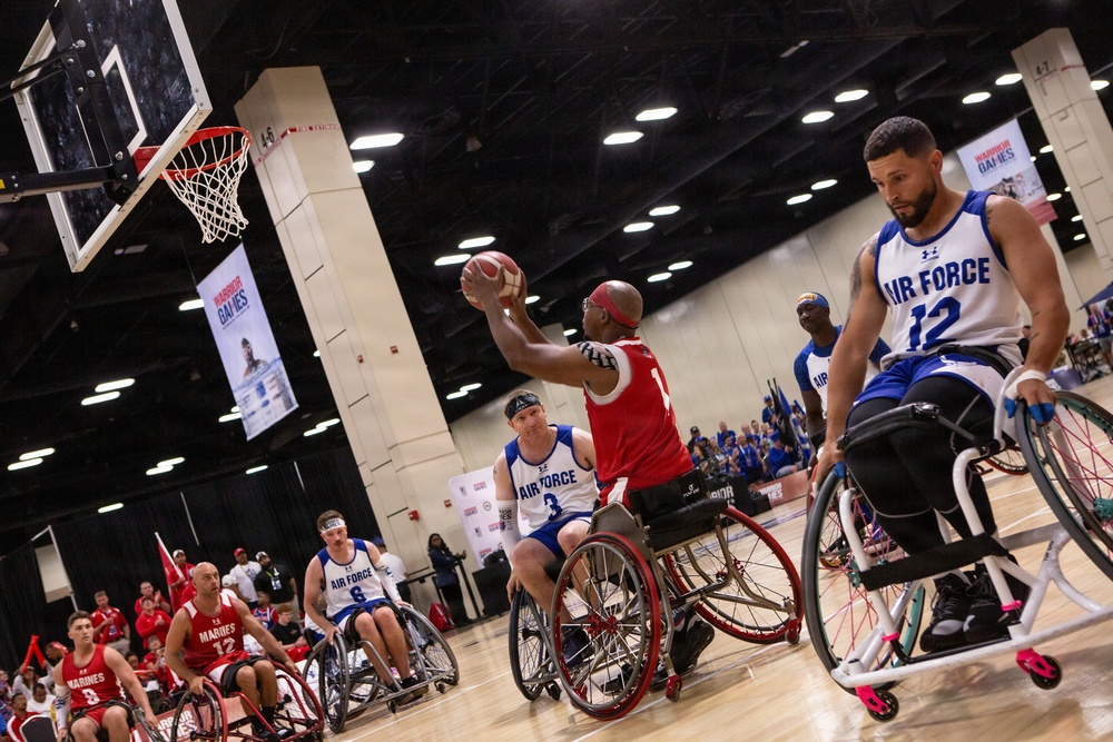 Team Marine Corps Pushes Forward in Wheelchair Basketball Competition