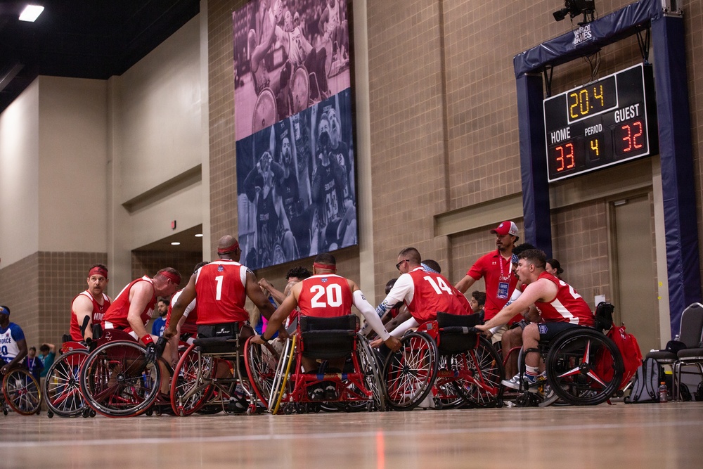 Team Marine Corps Pushes Forward in Wheelchair Basketball Competition