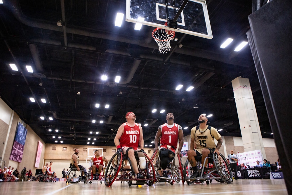 Team Marine Corps Pushes Forward in Wheelchair Basketball Competition