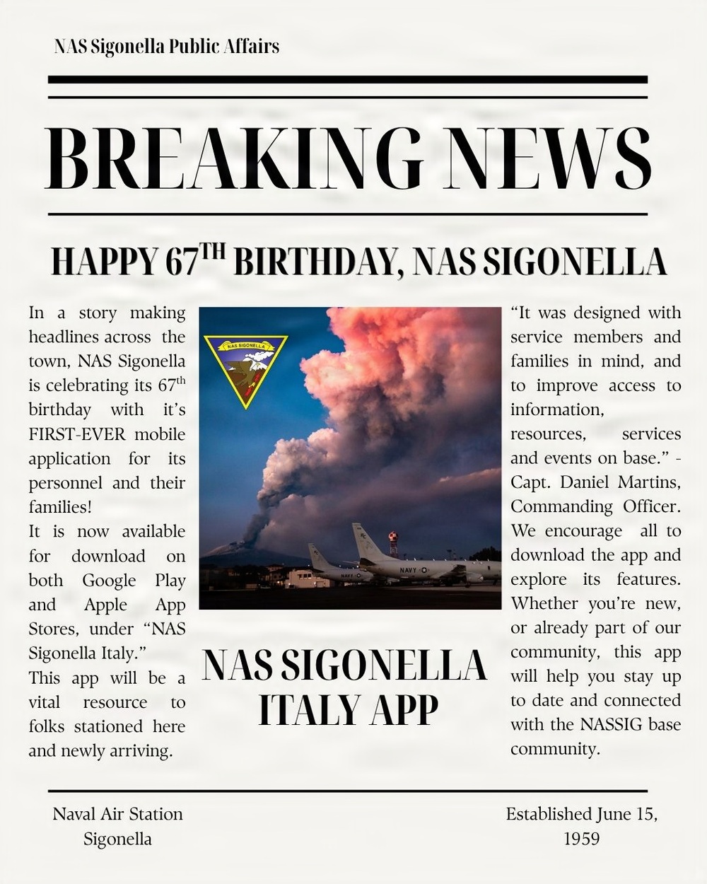NAS Sigonella Launches First-Ever Mobile App to Connect Community and Personnel During Peak PCS Season