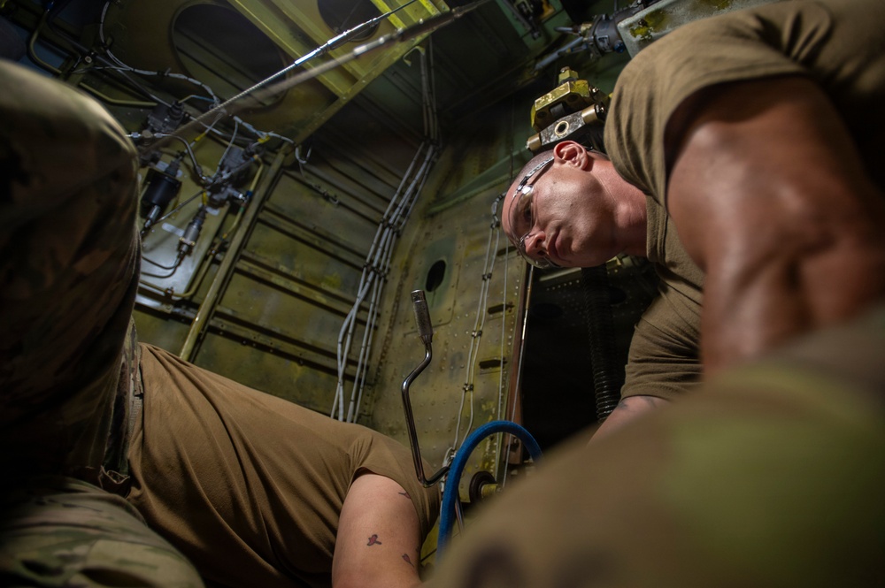 Aerospace maintainers at work