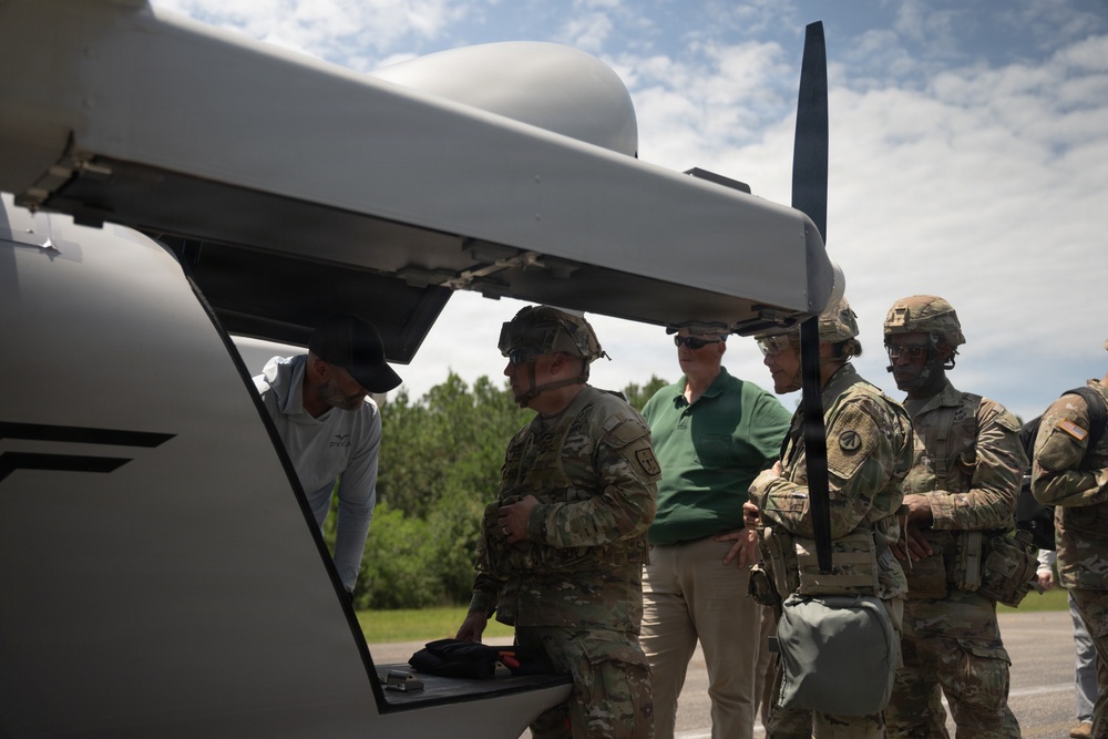 Maj. Gen. Sean Davis is briefed on Experimental UAS Capabilities