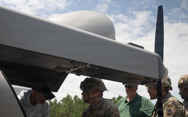 Maj. Gen. Sean Davis is briefed on Experimental UAS Capabilities