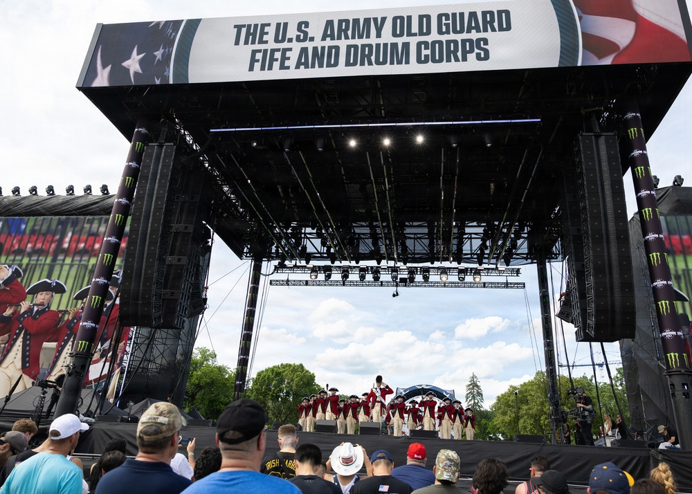 U.S. Army Old Guard Fife and Drum Corps performs at UFC Freedom 250 Fan Fest