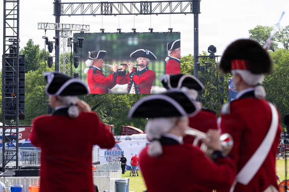 U.S. Army Old Guard Fife and Drum Corps performs at UFC Freedom 250 Fan Fest