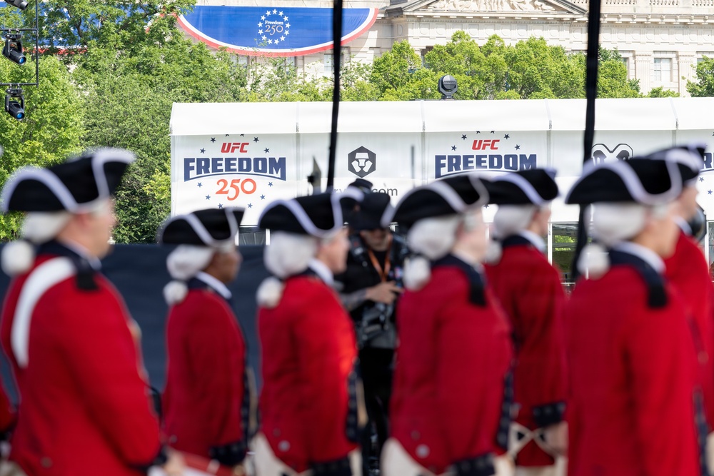 U.S. Army Old Guard Fife and Drum Corps performs at UFC Freedom 250 Fan Fest