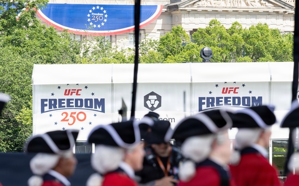 U.S. Army Old Guard Fife and Drum Corps performs at UFC Freedom 250 Fan Fest