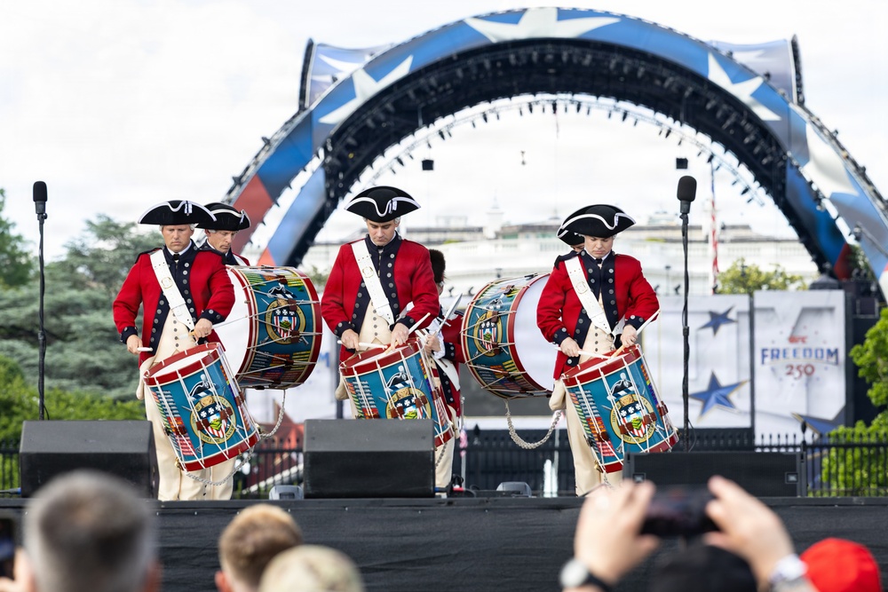 U.S. Army Old Guard Fife and Drum Corps performs at UFC Freedom 250 Fan Fest