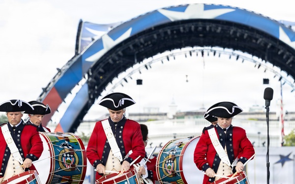 U.S. Army Old Guard Fife and Drum Corps performs at UFC Freedom 250 Fan Fest