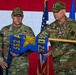 U.S. Air Force Officers Case Unit Guidon During Change of Command Ceremony
