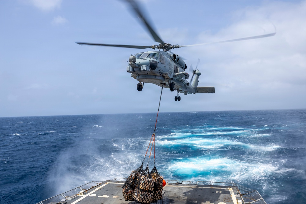 USS Delbert D. Black (DDG 119) Conducts a Vertical Replenishment-at-sea