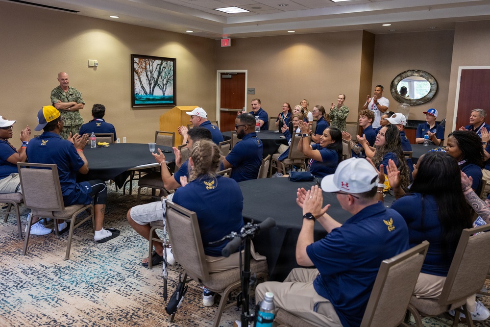 Vice Adm. Scott Gray Meets Team Navy at 2026 Warrior Games