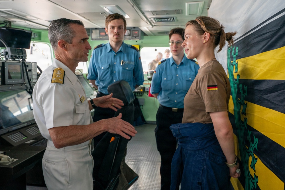 Vice Adm. Doug Perry, Commander, U.S. 2nd Fleet visits foreign ships arriving to Naval Station Norfolk
