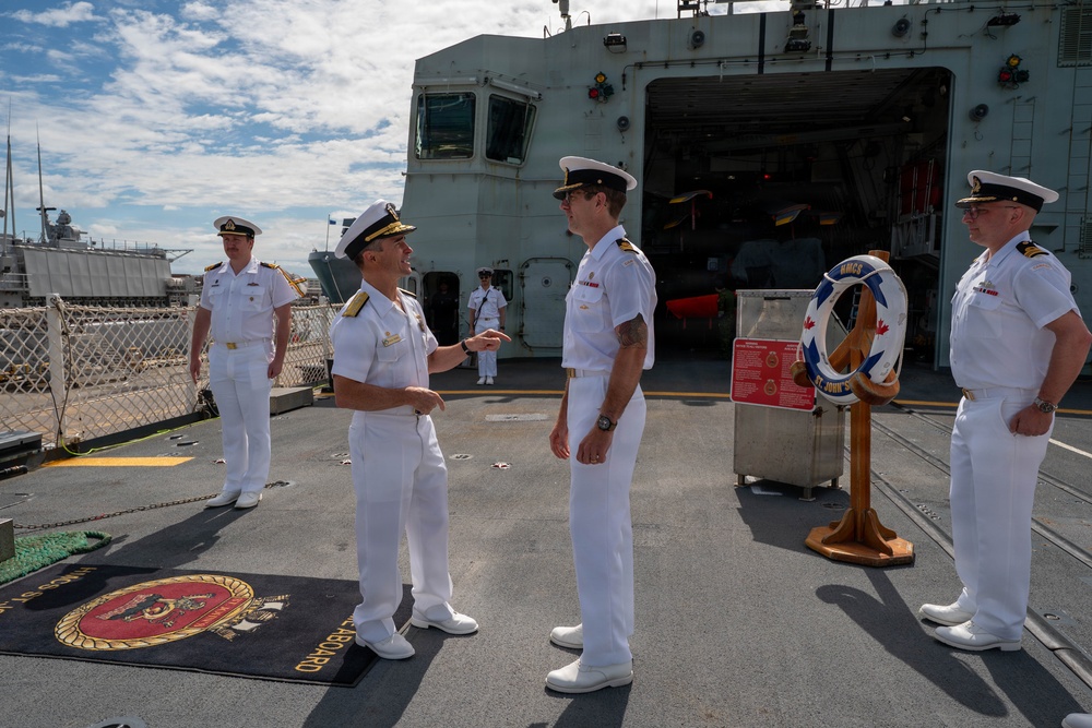 Vice Adm. Doug Perry, Commander, U.S. 2nd Fleet visits foreign ships arriving to Naval Station Norfolk