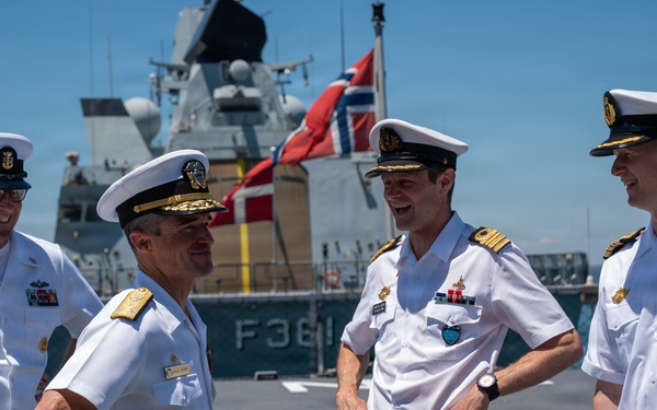 Vice Adm. Doug Perry, Commander, U.S. 2nd Fleet visits foreign ships arriving to Naval Station Norfolk