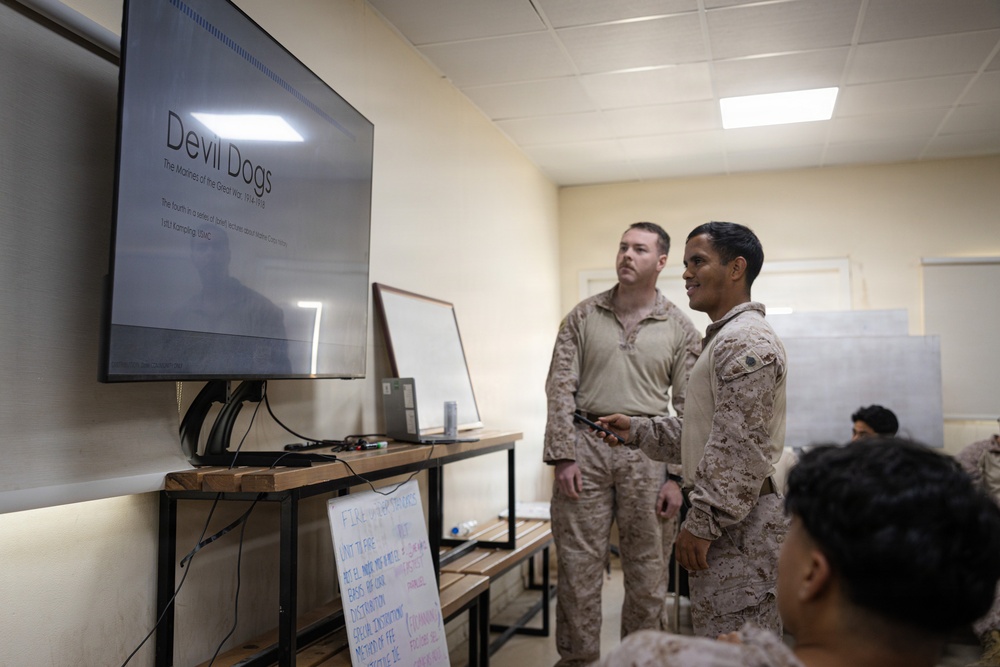 U.S. Marines Attend a WWI History Class