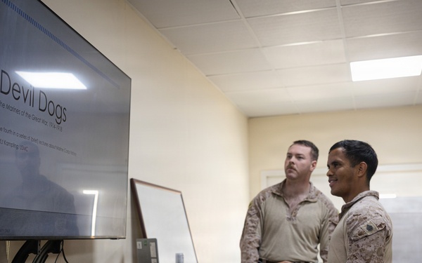 U.S. Marines Attend a WWI History Class