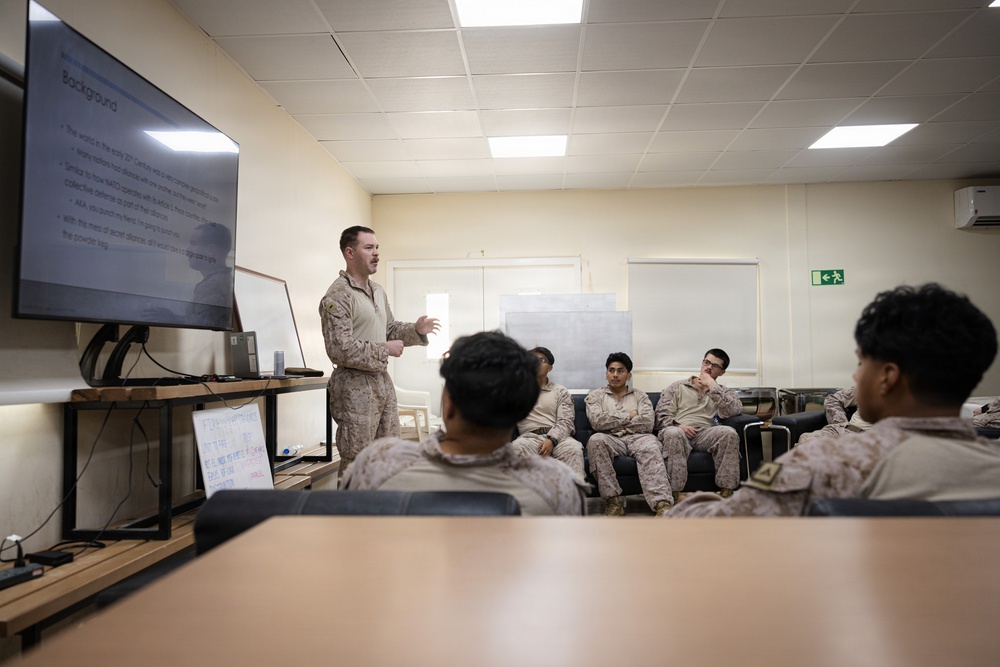 U.S. Marines Attend a WWI History Class