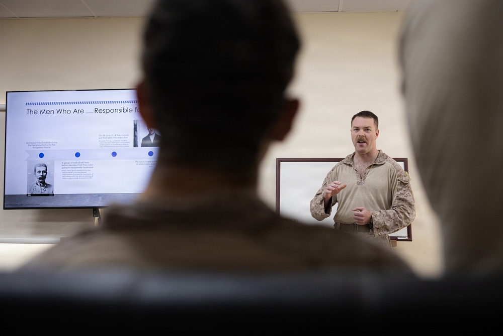 U.S. Marines Attend a WWI History Class