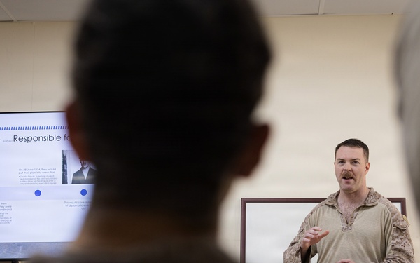U.S. Marines Attend a WWI History Class