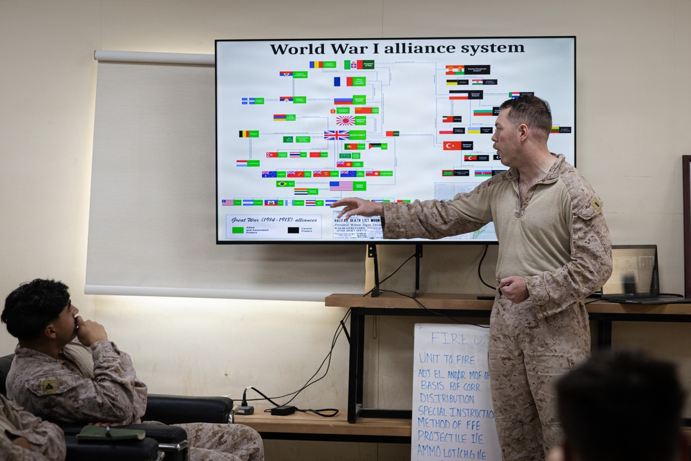 U.S. Marines Attend a WWI History Class
