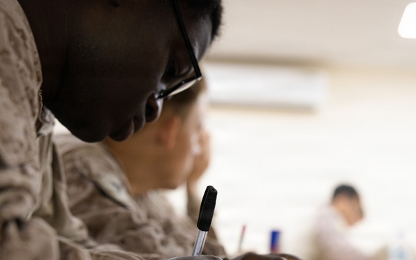 U.S. Marines Attend a WWI History Class