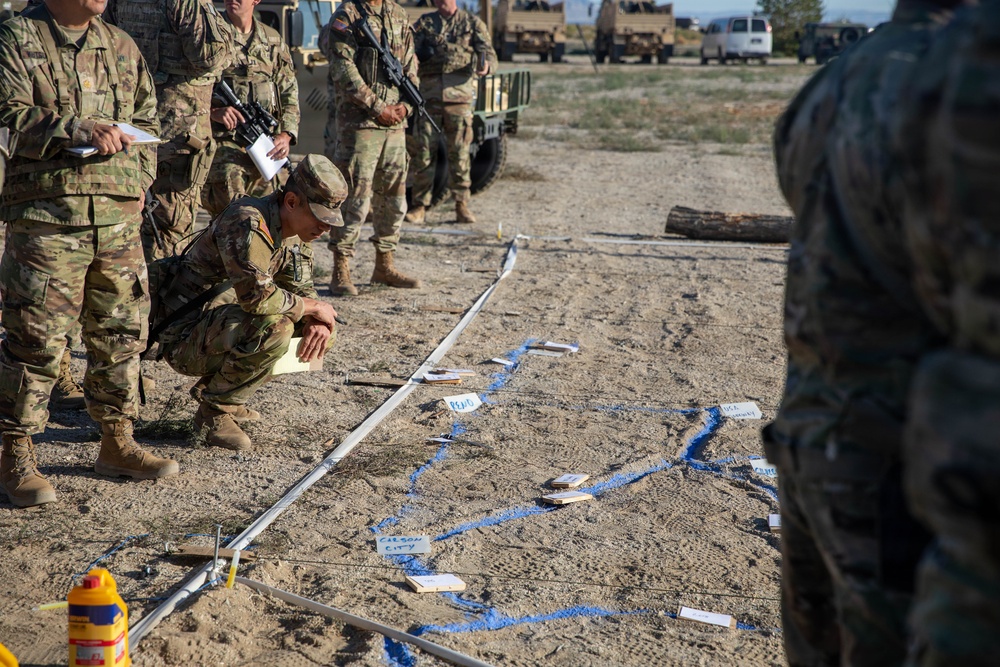 U.S. Army Soldiers assigned to the Nevada Army National Guard participate in a Combined Arms Rehearsal (CAR)