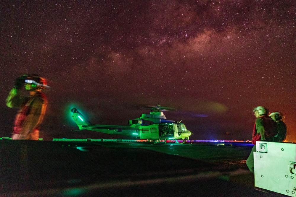 11th MEU Marines, Sailors Conduct Flight Operations Aboard USS Boxer