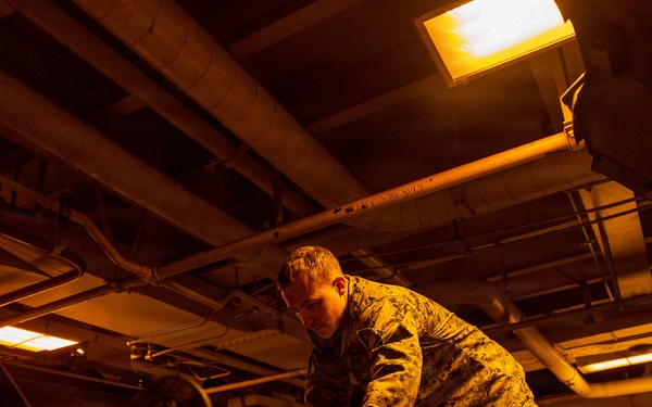 11th MEU Marines Conduct Vehicle Maintenance Aboard USS Boxer