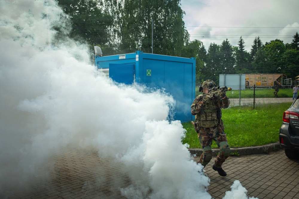 Lithuanian Riflemen's Union perform Validation Exercise after nine weeks of training with U.S. Forces