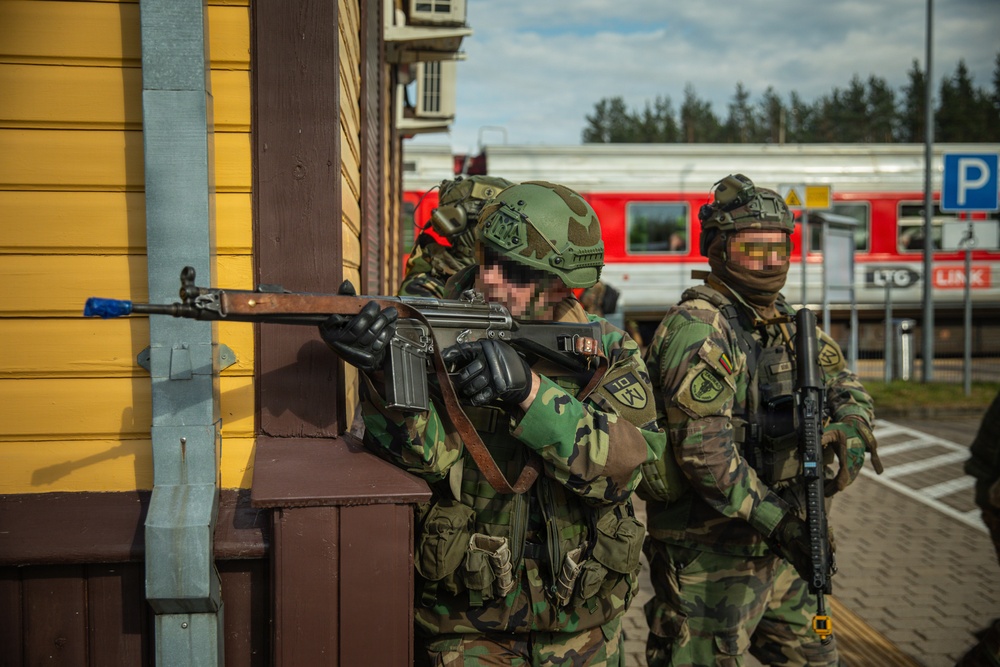 Lithuanian Riflemen's Union perform Validation Exercise after nine weeks of training with U.S. Forces