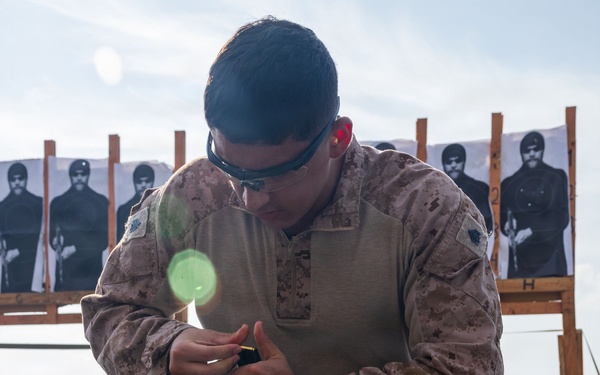 11th MEU Marines Conduct A Pistol Range Aboard USS Boxer