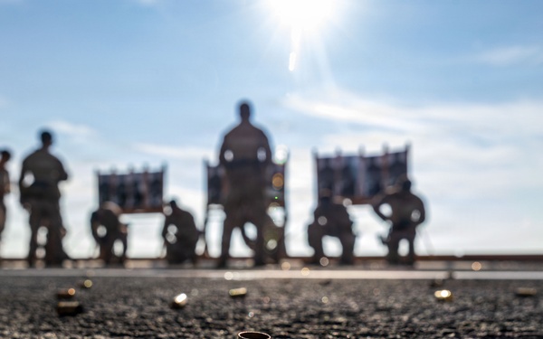 11th MEU Marines Conduct A Pistol Range Aboard USS Boxer