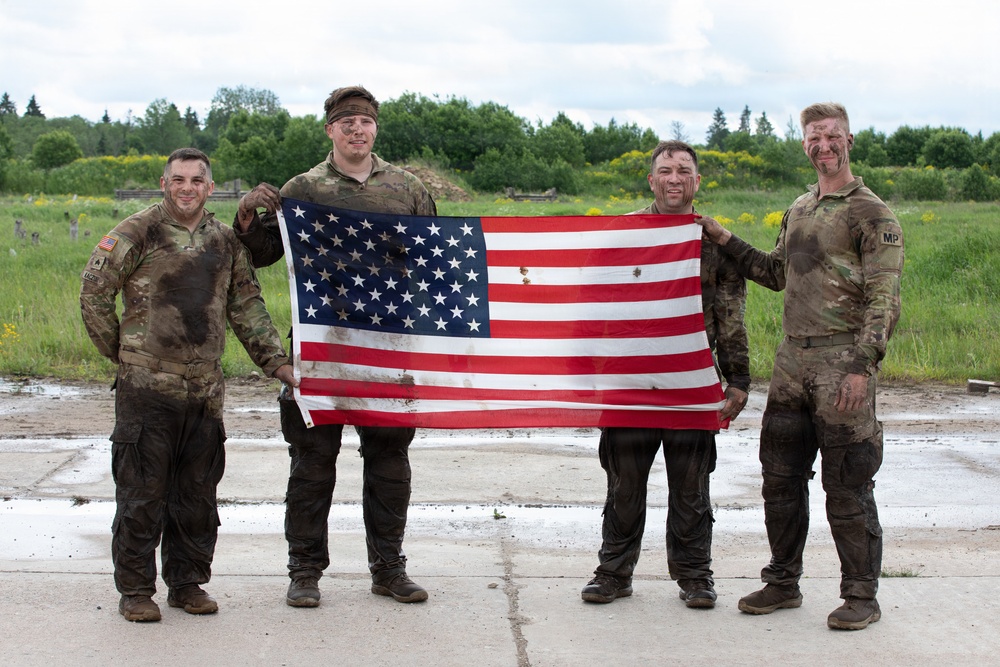 U.S., British, French soldiers participate in commemorative Bir Hakeim 10K mud race in Estonia