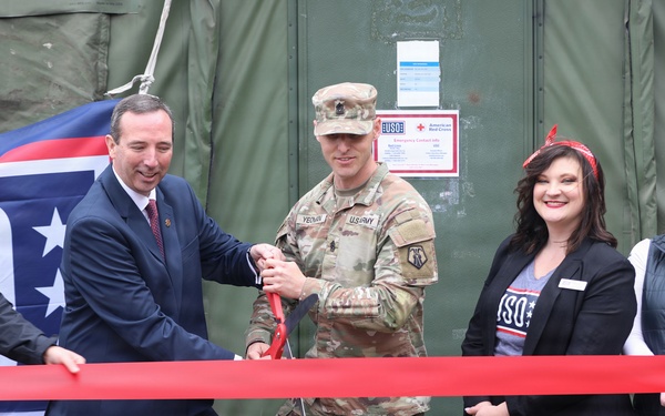 Grand opening of renovated USO and American Red Cross tent at Camp Karliki