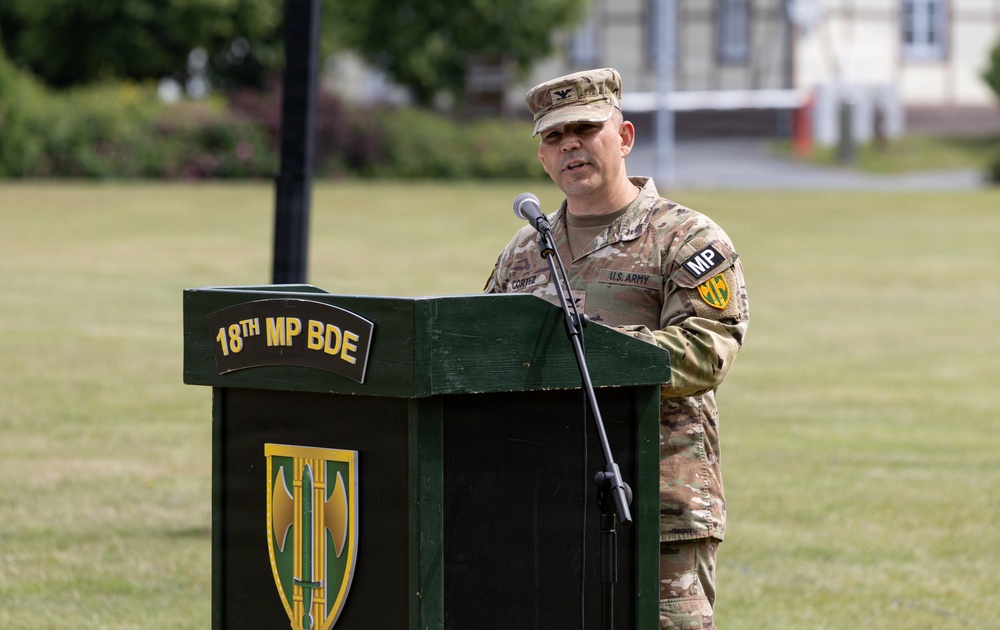 Friebe relinquishes responsibility after three years as 18th Military Police Brigade's senior enlisted leader