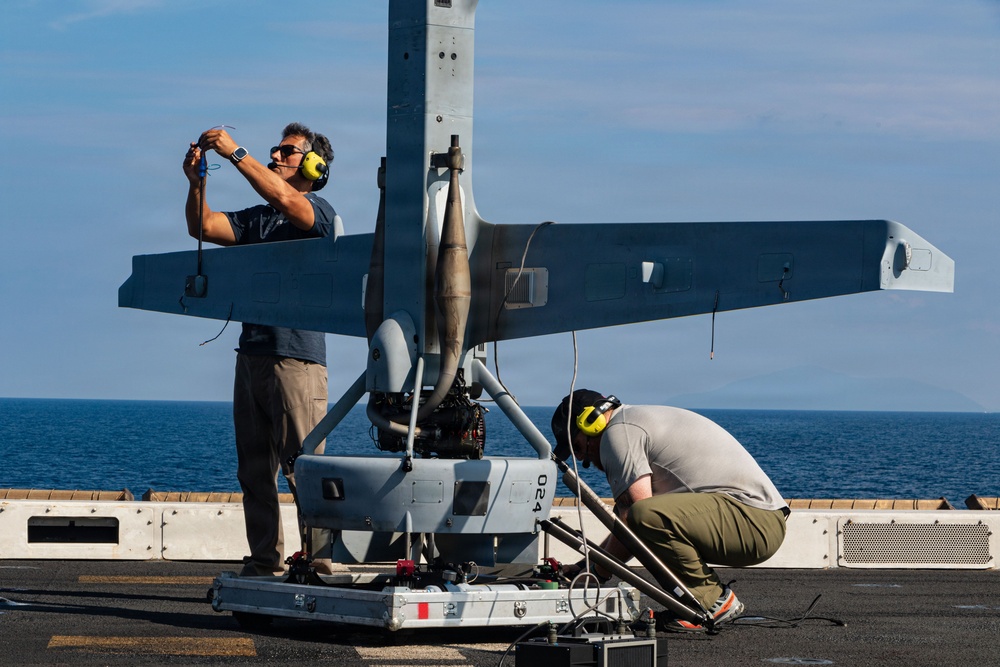 USS Portland Launches V-BAT Aircraft