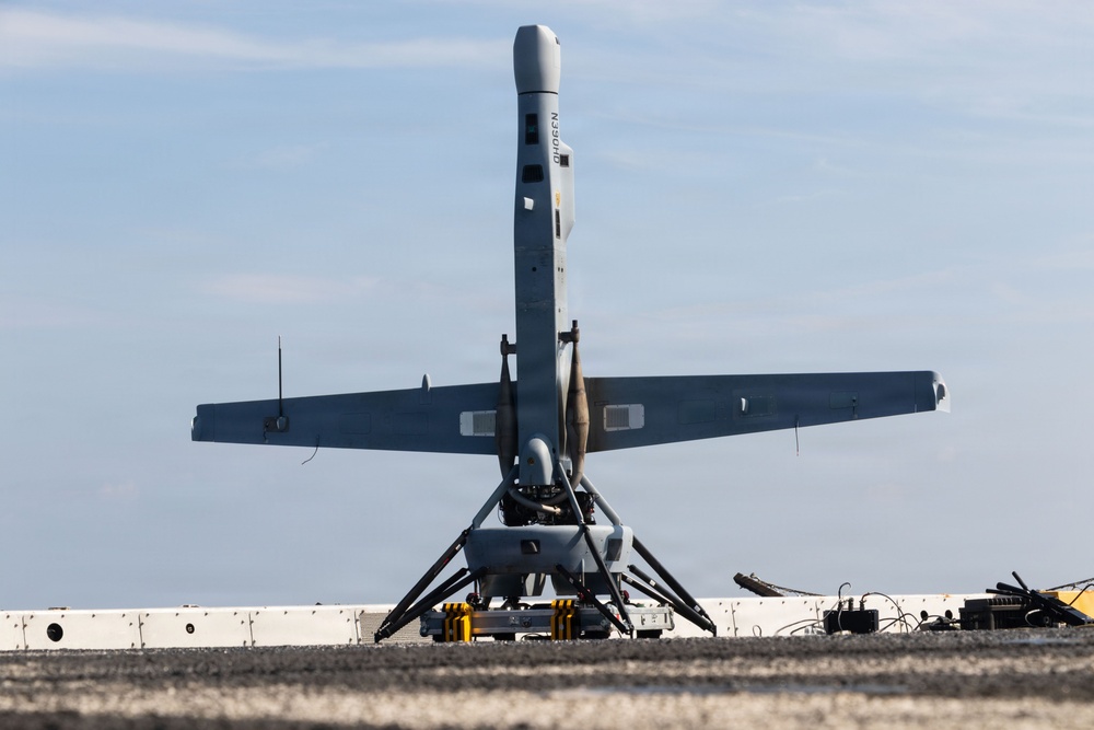 USS Portland Launches V-BAT Aircraft
