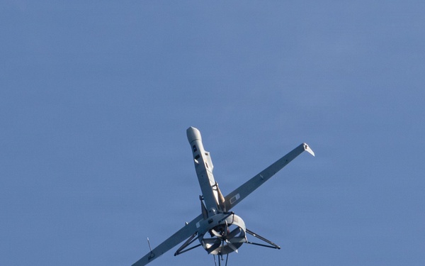 USS Portland Launches V-BAT Aircraft