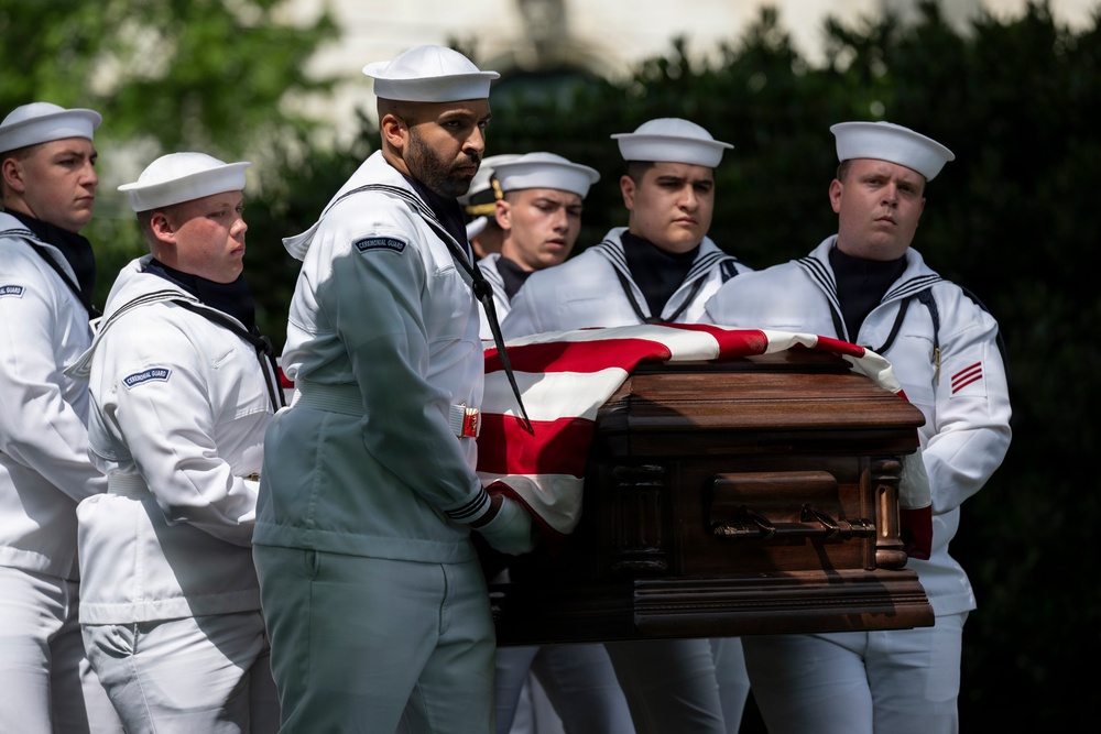 Military Funeral Honors are Conducted for U.S. Navy Radioman Petty Officer 1st Class Louis Rine at U.S. Soldiers' and Airmen's Home National Cemetery