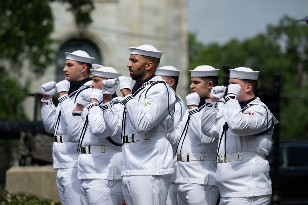 Military Funeral Honors are Conducted for U.S. Navy Radioman Petty Officer 1st Class Louis Rine at U.S. Soldiers' and Airmen's Home National Cemetery