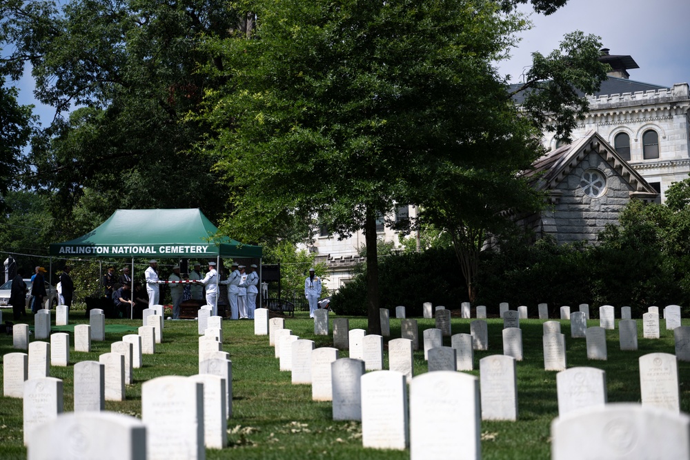 Military Funeral Honors are Conducted for U.S. Navy Radioman Petty Officer 1st Class Louis Rine at U.S. Soldiers' and Airmen's Home National Cemetery